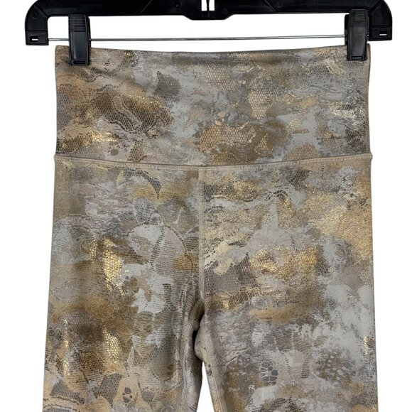 Athleta Elation Gilded Tight Leggings Gold Metallic Size XS Activewear High Rise - Picture 2 of 12